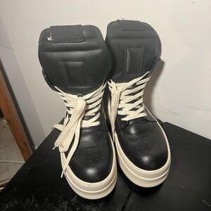 Rick Owens Black and White High-Top Sneakers